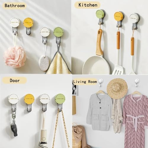 Image of REWOP Adhesive Wall Hooks for Heavy Items Stainless Steel, PVC, ABS Nail Free Seamless Adhesive Non-Trace No Drilling Installation Hanging, Waterproof Screws Wall Hook (Suction Hooks, 1)