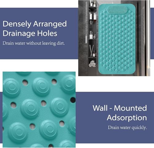 Image of Charge -X Anti Slip Bath Mat with Foot Scrubber for Bathroom | 2-in-1 Silicone Shower Mat with Suction Cups & Drainage Holes | Deep Cleaning Foot Scrubber Massage Mat (70 x 35 cm) Green