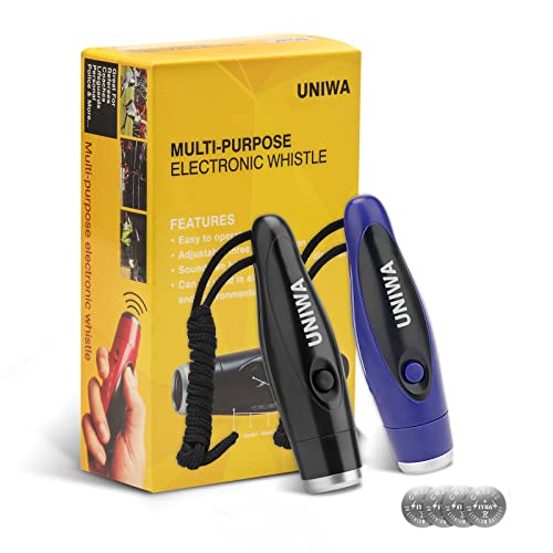 Image of UNIWA Electronic Whistles, 2 Pack Handheld 3 Tone High Volume Electric Whistle with Lanyard for Teacher Coach Referee, Loudest Emergency Whistle Volleyball Soccer Sports Whistle