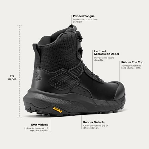 NORTIV 8 Men's Waterproof Military Tactical Hiking Work Boots Leather Motorcycle Combat Lightweight Non-Slip Boots for Men 8 Inches - Image 6