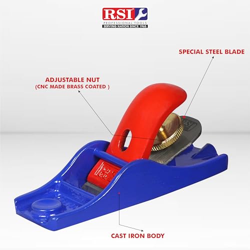 Image of Block Plane Super Heavy Duty Cast Iron Jack Plane Size 102 for Woodworking | Manual Hand Bench Plane with Micro-Adjustable Depth & Comfort Grip Handle