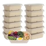 Xshelley 30 recipientes de comida para llevar con tapas, cuencos rectangulares de papel de 33 onzas para frutas, verduras, ensaladas, recipientes biodegradables y respetuosos con el medio ambiente
