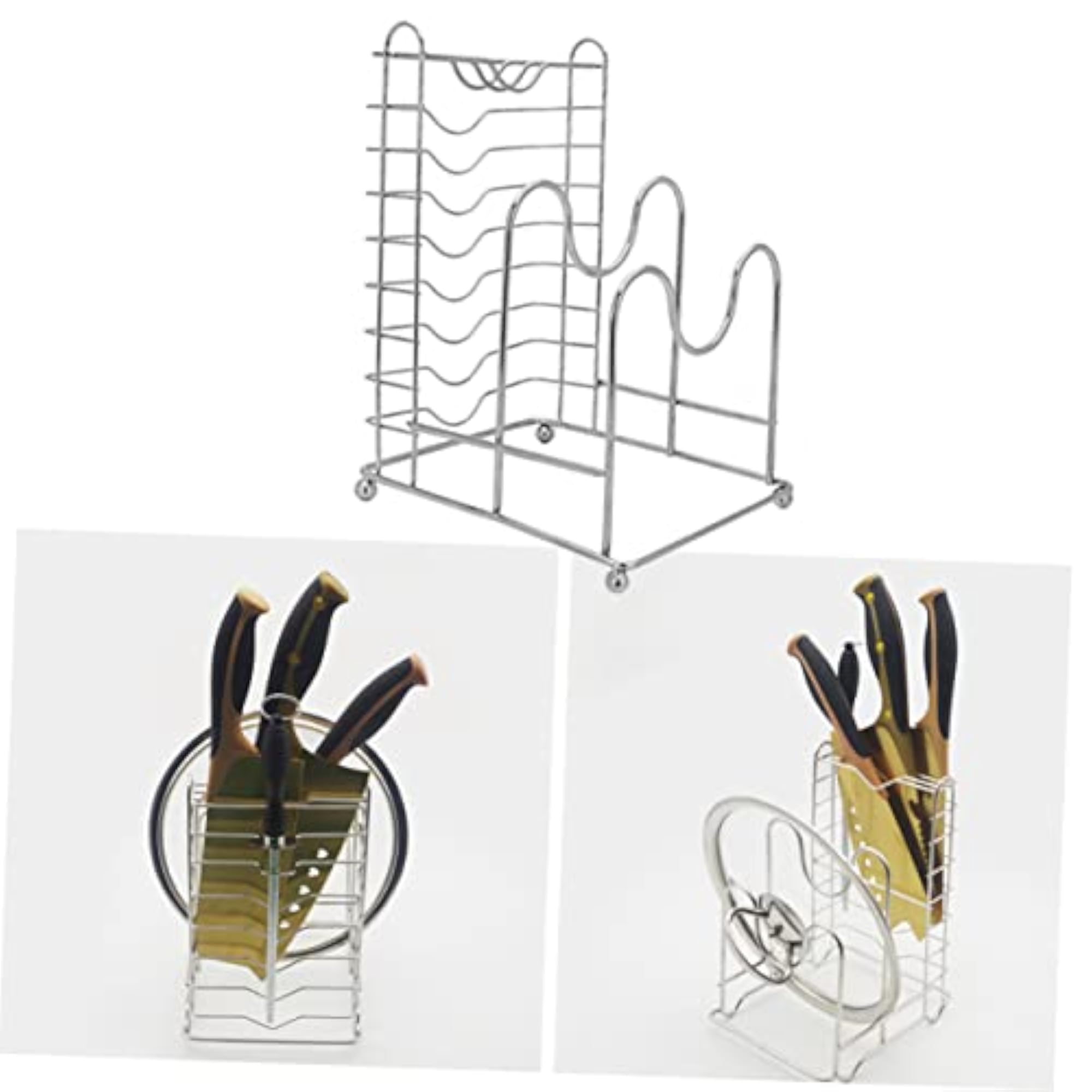 Stainless Steel Cutting Board Rack Organizer 3 in 1