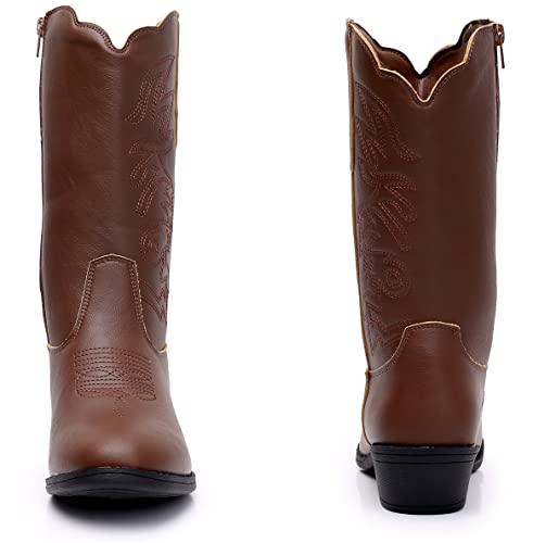 Apakowa Girls Cowgirl Boots Unisex-Child Mid Calf Toddler Cowboy Boot Little Big Kids Boys Western Riding Shoes (Toddler/Little Kid/Big Kid)2