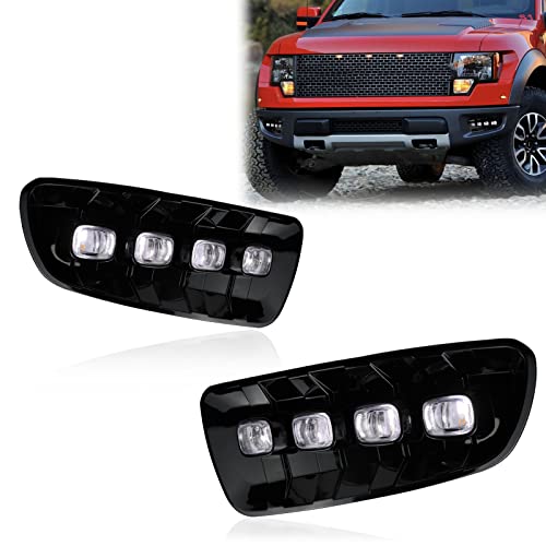 GEEGEETOP Switchback White Amber LED Front Fog Daytime Sequential Running Lamp Bumper Light LED Turn Signal Feature Compatible with Ford F150 2010-2014 SVT Raptor