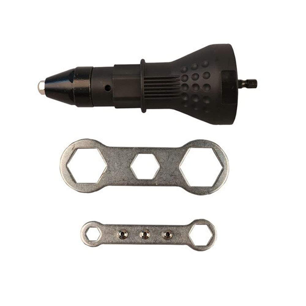 Lslansoon Black Cordless Drill Electric Rivet Gun Adapter Kit Rivet Nut Drill Adaptor Riveting Tool Insert Nut Hand Tool Power Machine Accessories (Black)