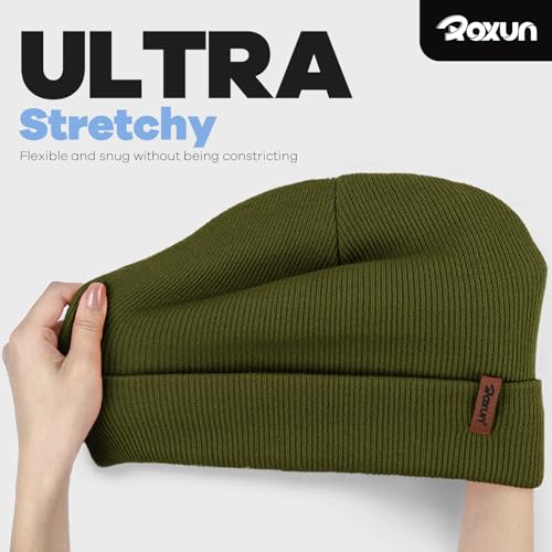 Image of ROXUN Beanie for Men /Women Winter Hat Soft Warm Unisex Skull Stocking Cap | cuffed beanie,stretch-knit fit ,suits daily wear,hiking, skiing cycling