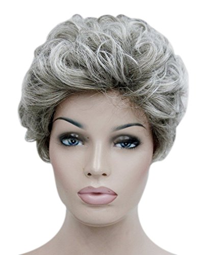 Kalyss Pixie Cut Cute Gray Short Curly Wavy Synthetic Hair Wigs for Women Natural Looking Daily Wear Hair Replacement Wigs or Costume Hairpiece