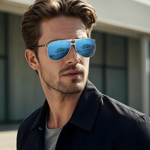 Image of Trysee Polarized Clip on Sunglasses Over Prescription Glasses Aviator Style UV400 Protection Flip Up TS-CO-013