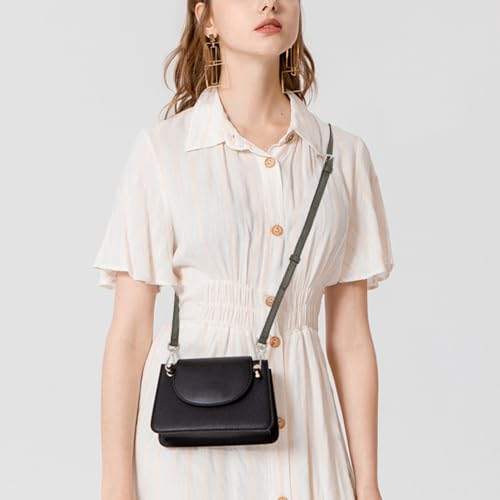 WADORN Cowhide Leather Purse Strap with Connectors Buckle,127cm Leather Shoulder Bag Strap Replacement Handbag Conversion Kit, Black 1 - Image 4