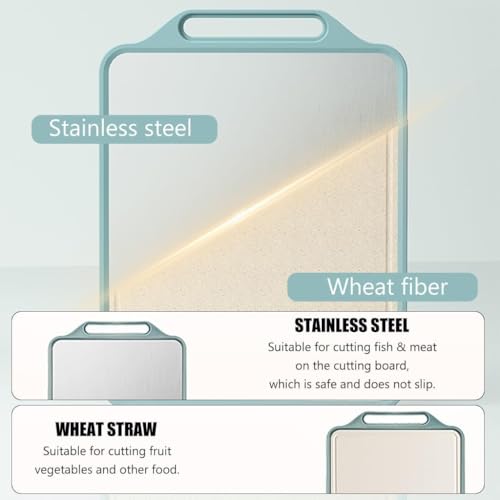 Image of Dual-Sided Stainless Steel Chopping Board | Large 40x30 cm Heavy-Duty Titanium Cutting Board for Kitchen | Non-Slip, Hygienic & Toxic-Free Vegetable and Meat Cutting Board