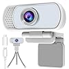 Hrayzan Webcam with Microphone,Webcam 1080p White,USB Web Camera 110-Degree View Angle Computer Camera,Webcam Tripod/Privacy Cover/USB C Adapter Include,Plug and Play for Video Conferencing