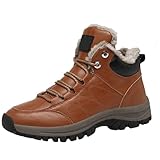 Zapatillas de Trail Hombre Invierno Cálido Polarie Gancho Potente Confort Larga Duración Zapatillas de Senderismo Trekking Outdoor Botas Nieve Hombre Transpirable Antideslizante Impermeable, marrón
