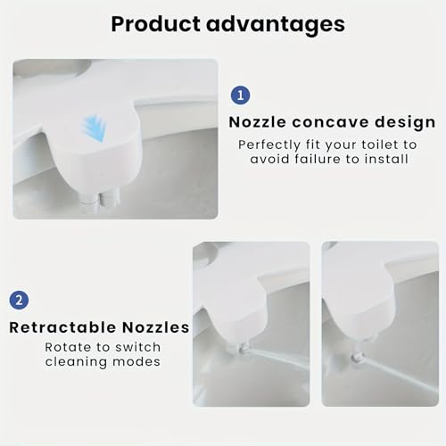 Image of Ultra-Slim Bidet Toilet Attachment, Self-Cleaning Retractable Dual Nozzle (Rear & Feminine Wash), Non-Electric Bidet for Toilet with Adjustable Water Pressure, No Seat Gap, Easy DIY Install (White)