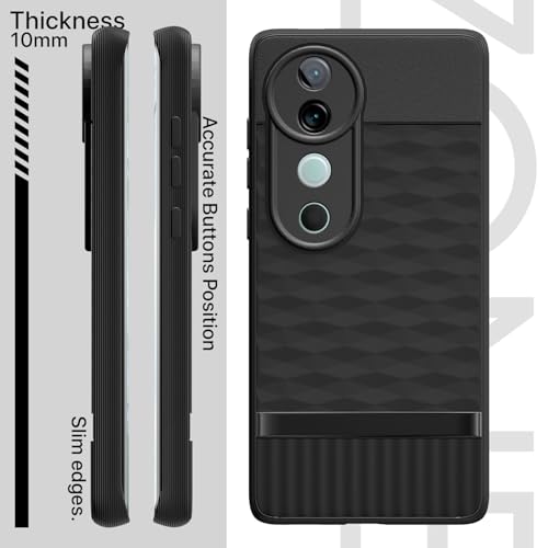 Image of Pikkme Back Cover for Vivo V40 5G / V40 Pro 5G / T3 Ultra 5G Soft Grip 3D Hexa Cube Texture Silicone Bumper Case (Black)