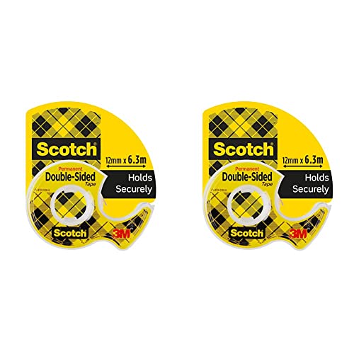 Scotch - Ruban adhésif double face 665 12 mm x 22,8 m à l'Unité & Lot de 2 rouleaux de ruban adhésif double face 12 mm x 6,3 m (Import Allemagne)