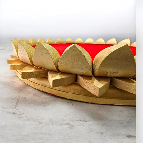 Image of Parth Pooja Wooden Lotus Kamal Aasan-Where god Resides, Made of ShriParni Wood for Keeping Maha Meru Shri Yantra (10 Inch)