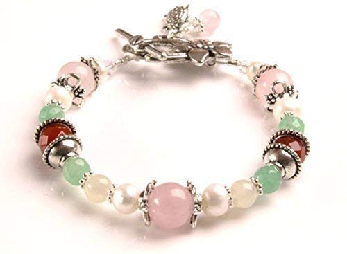 Juno Fertility and Pregnancy Bracelet featuring Gemstones Rose Quartz, Moonstone, Green Aventurine, Carnelian, Freshwater Pearls, Holistic Healing Jewelry