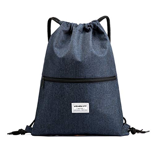 Mochila con cordón de Deportes al Aire Libre Bolsa de Gimnasio con Cremallera Bolsillo