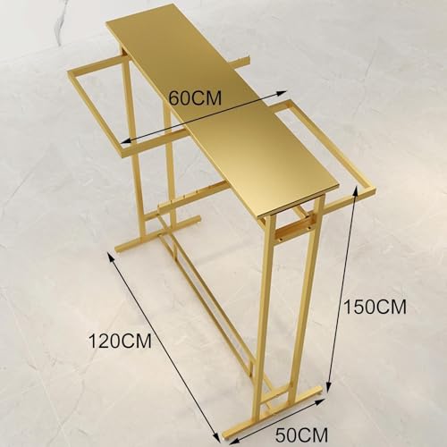 Solidny metalowy stojak na ubrania, nowoczesny wolnostojący wyświetlacz do butików i przechowywania w domu (złoty 120 x 50 x 150 cm) - idealny do podkreślenia mody i akcesoriów