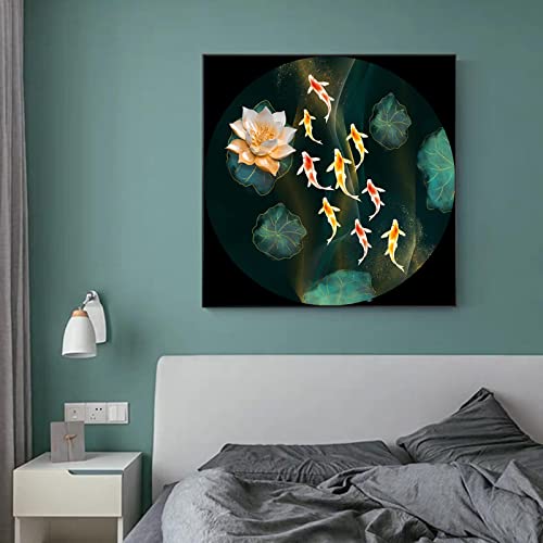 Étang à poissons affiches de luxe peinture animale sur toile 30x30 cm