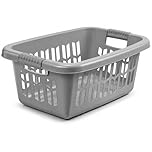 Laundry Basket 65L Large Rectangular Washing Basket with Easy Grip Handles – Durable Lightweight Plastic Clothes Basket for Linen & Towels (1, Grey)