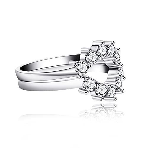 Uloveido 2pcs 925 Sterling Silver Cubic ZIrconia Curved Stackable Rings Wedding Engagement Anniversary Promise Rings Enhancer Set for Women Y15202