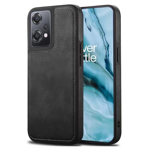 Image of Leather Case for OnePlus Nord CE 2 Lite Premium Protective Stylish Slim Cover with Shockproof Raised Edges Black