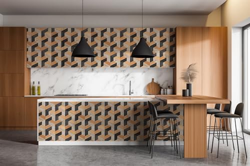 Effet Cubes 3D Incroyable avec le Sticker Adhesif Autocollant Wallfluent 100x50 cm - 7