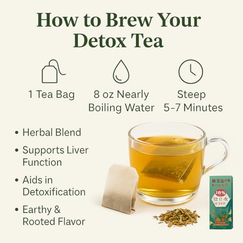 DETOX TEA - Liver Cleanse Detox and Repair, Detox and Repair Herbal Drink, Chinese Tea for Liver Support, Dandelion Wolfberry Extract -2 Boxes 60 Bags, Honey, Honey Dipper, Tea Coaster