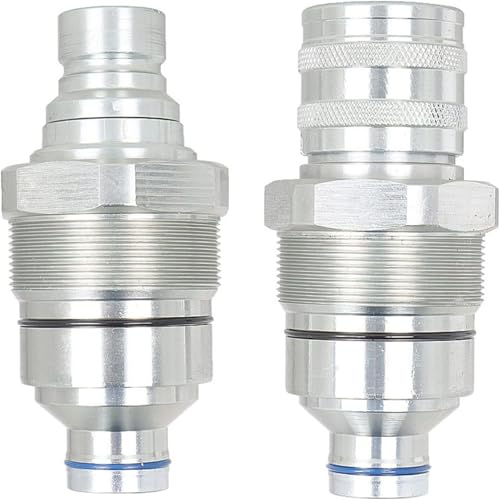 Image of kimllier 7246802 7246799 1 /2 Hydraulic Male & Female Flat Face Quick Connect Coupler Set 48mm Thread Diameter Compatible with Skid Steer Loader