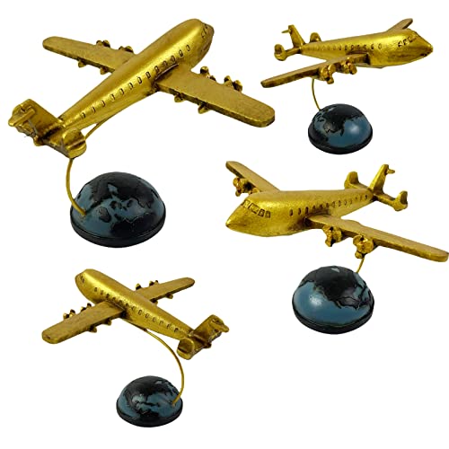 Estatua avión escritorio decorativo dorado 7x5x8 in miniatura 5