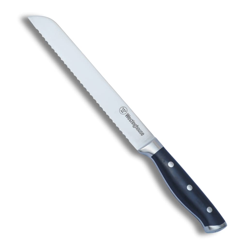Westinghouse Black W Bread Knife 20 Cm, Sharp And Durable For Effortless Slicing, Perfect For Homemade Loaves (Black), White