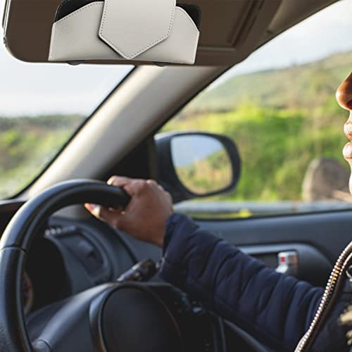óculos carro couro - Couro Car Sunglasses Holder Case Com Fecho Magnético | Acessórios interiores au