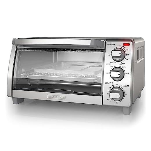 BLACK+DECKER™ Natural Convection 4-Slice Toaster Oven, Stainless Steel, Bake, Broil, Toast, Keep Warm Cooking Functions