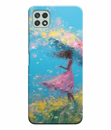 Image of Printed Hard Back Case Cover & Compatible for Samsung Galaxy A22 5G | Painting Girl with Umbrella (Multicolor) - D1194