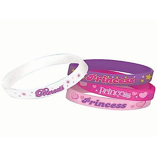 Amscan Sparkling Princess Rubber Bracelet Birthday Party Accessory Favors (4 Pack), 2 1/2