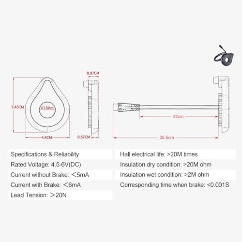 Geschwindigkeitssensor, Multifunktional, Pedalsensor, 12 Magnete Dual-Hall for Elektrofahrrad Mountainbike