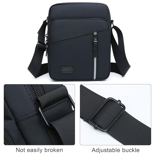 Small Crossbody Messenger Bag for Mens Women, Travel Passport Phone Sling Shoulder Purse Side Handbag (Black)3