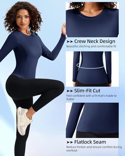 SPVISE Long Sleeve Compression Shirts for Women Workout Tops Cool Dry Breathable Yoga Running Hiking T-Shirt Fitted Basic Top4