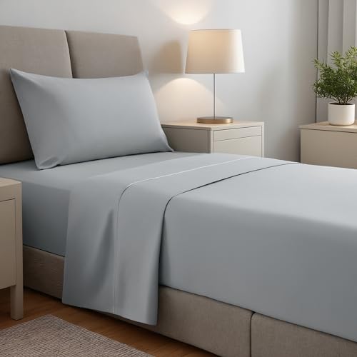 gobedreams Ensemble de Draps 3 Pièces 90x190/200, draps de lit en Microfibre de Polyester brossée. Drap Plat, Drap-Housse Ajustable et 1 taie d'oreiller....