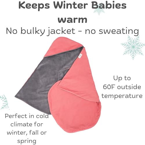 Image of Car Seat Blankets for Babies Winter - Stroller Footmuff Carseat Cover Baby 5 Point Harness - Swaddle Bunting Bag (Pink)