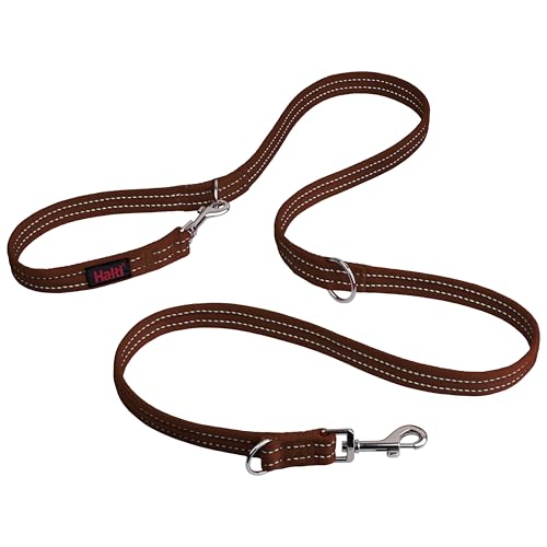 HALTI - Guinzaglio professionale per cani per smettere di tirare il guinzaglio, per passeggiate, doppia estremità facile da usare, leggero, morbido e resistente (Taglia Large, Noce Profondo, 2m)