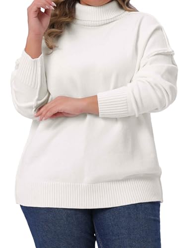 Agnes Orinda Plus Size Turtleneck Sweater for Women Long Sleeve Knit Top Casual Loose Pullover Knitwear2