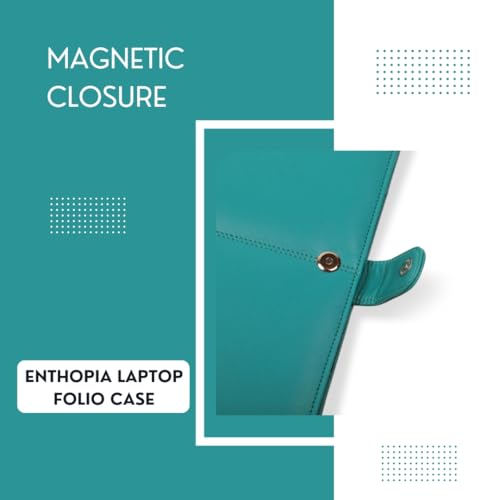 Image of ENTHOPIA 13 to 14 Inches Folio Laptop Case Cover Vegan Leather Compatible for MacBook, Lenovo, Hp, Dell &Other Notebooks - Teal