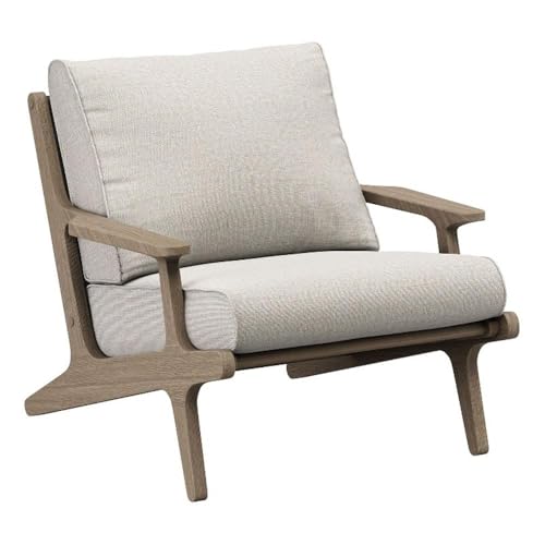Modway Saratoga Teak Outdoor Lounge Chair in Weathered Gray Pebble – Oversized Patio Accent Armchair with Wood Frame and Weather-Resistant Cushions by Modway - Used condition - US$271.05