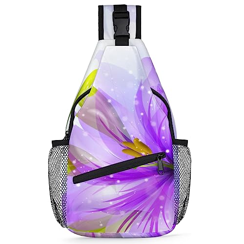 Sacoche Homme Bandoulière à Fleurs Violettes : Le Sac Poitrine Idéal en Cyclisme et Balade