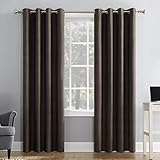 Sun Zero Duran Thermal Insulated 100% Blackout Grommet Curtain Panel, 50' x 84', Walnut Brown