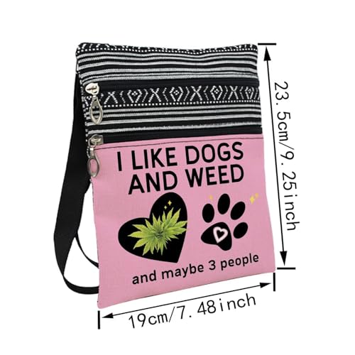 Like Dogs And Weed Messenger Bag Small Ethnic Pattern Printed Adjustable Strap Crossbody Zipper Bag Phone Bag Wallet Cute Shoulder Handbag for Dog Lovers Women2