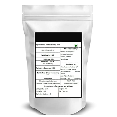 Image of Siyacha Tea Ayurvedic Bed Time Herbal Infusion, 1 KG, A Beverage For Peaceful Sleep, Stress Relief Caffeine Free Tisane, Loose Leaf Blend, Makes 500 Cups (approx)